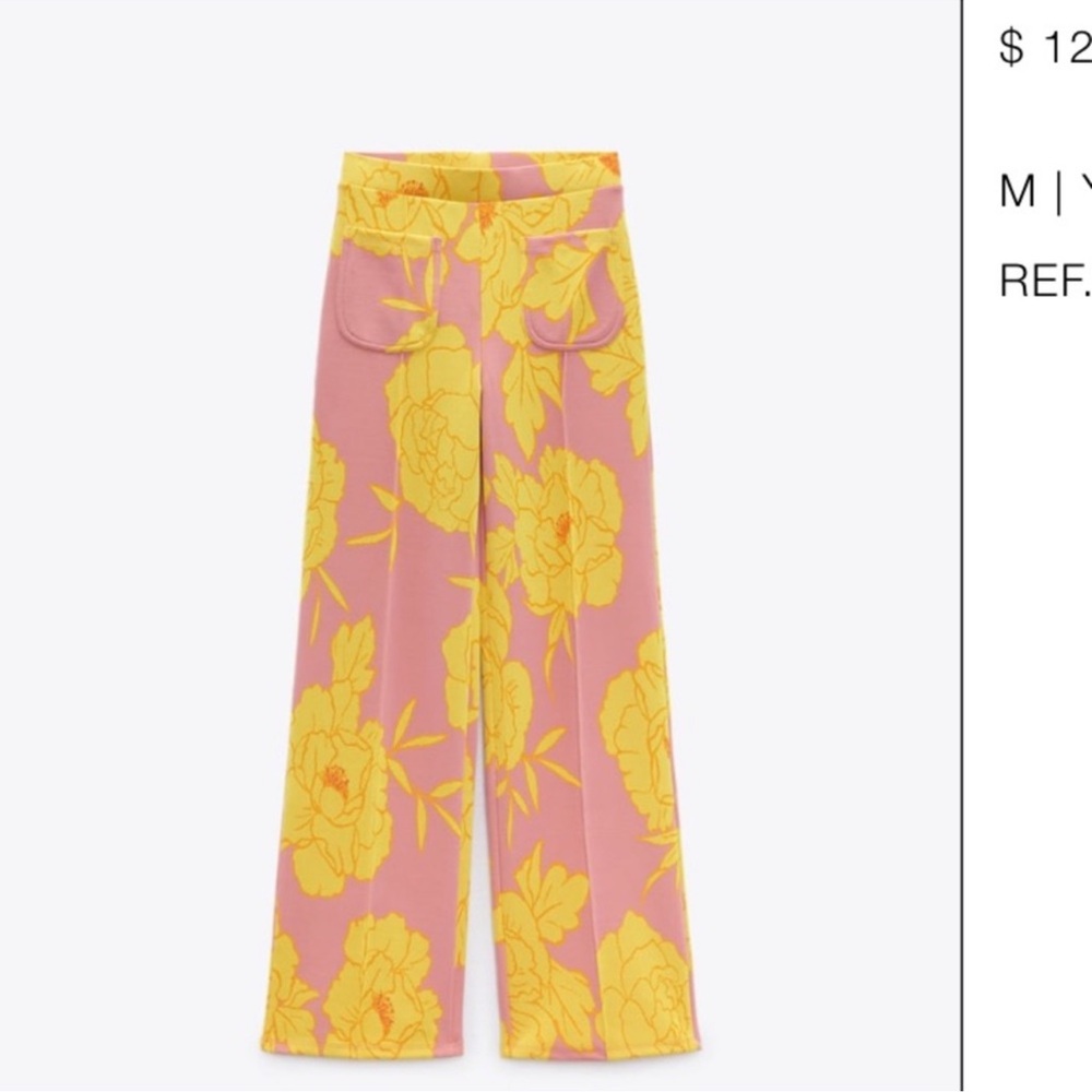 Zara Vibrant Pink and Yellow Floral Pants Set - Picture 2 of 5
